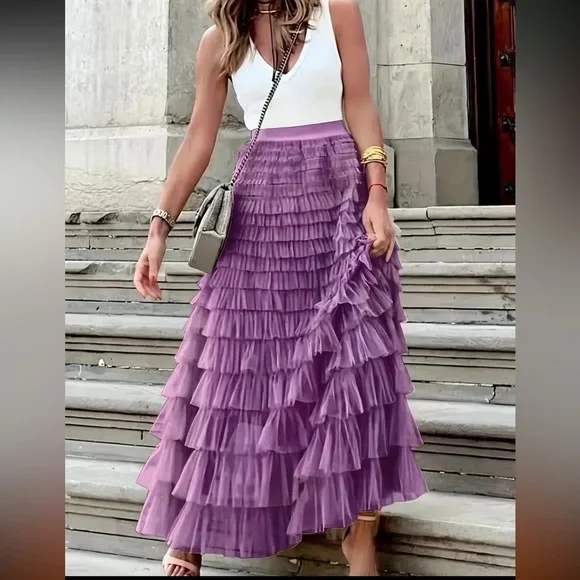 Tulle tiered maxi skirt - Picture 1 of 12